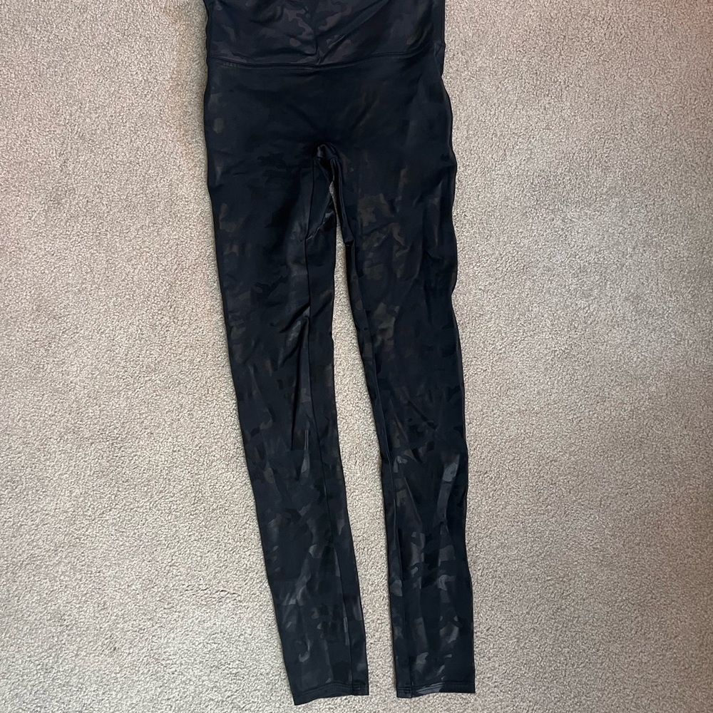 Faux Leather Spanx Black Camouflage Leggings